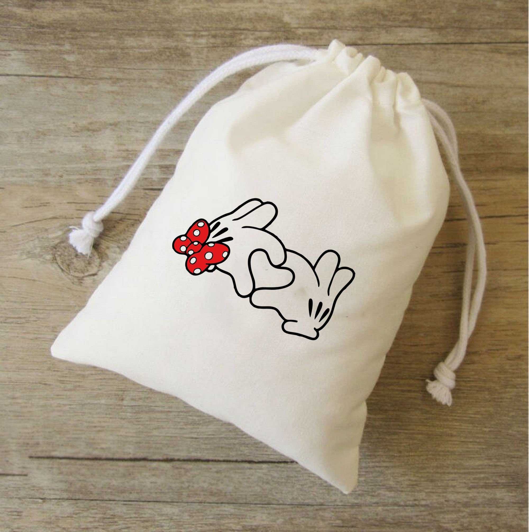 Set of 20/30 Mickey Mouse Hands Heart LOVE HEART Custom Hangover kit Wedding Favor Bags Custom Candy Bags Personalized Wedding Bag