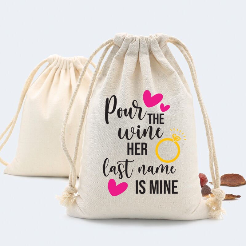 Set of 20 Pour The Wine His Last Name is Mine,Bachelorette party,Bridal Shower,Winery Bachelorette Bridal Shower,Bridal Party,Wedding Bags