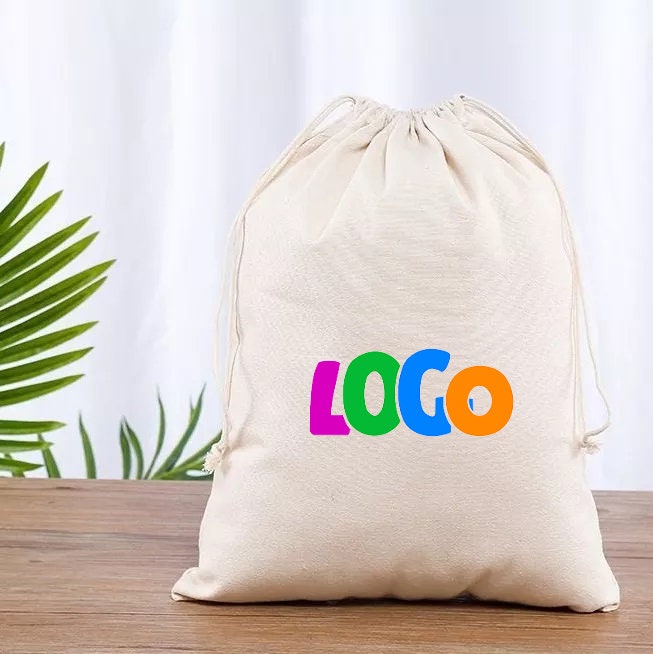 Set of 10 2050100 Natural Cotton Drawstring Pouch, Eco-Friendly Cotton Bags With Drawstring For Jewelry Packaging, Reusable Package Bag