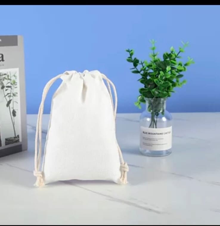Set of 10 2050100 Natural Cotton Drawstring Pouch, Eco-Friendly Cotton Bags With Drawstring For Jewelry Packaging, Reusable Package Bag