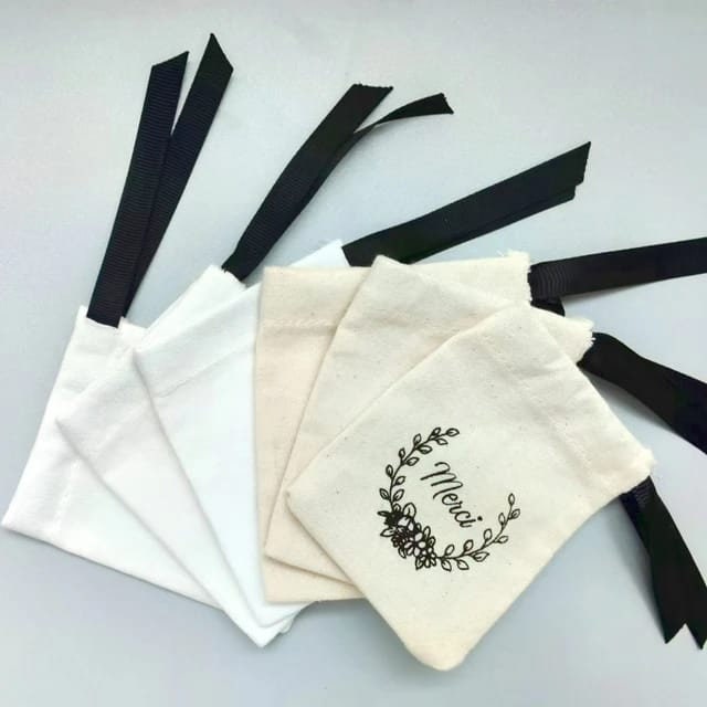 Set of 10 2050100 Natural Cotton Drawstring Pouch, Eco-Friendly Cotton Bags With Drawstring For Jewelry Packaging, Reusable Package Bag