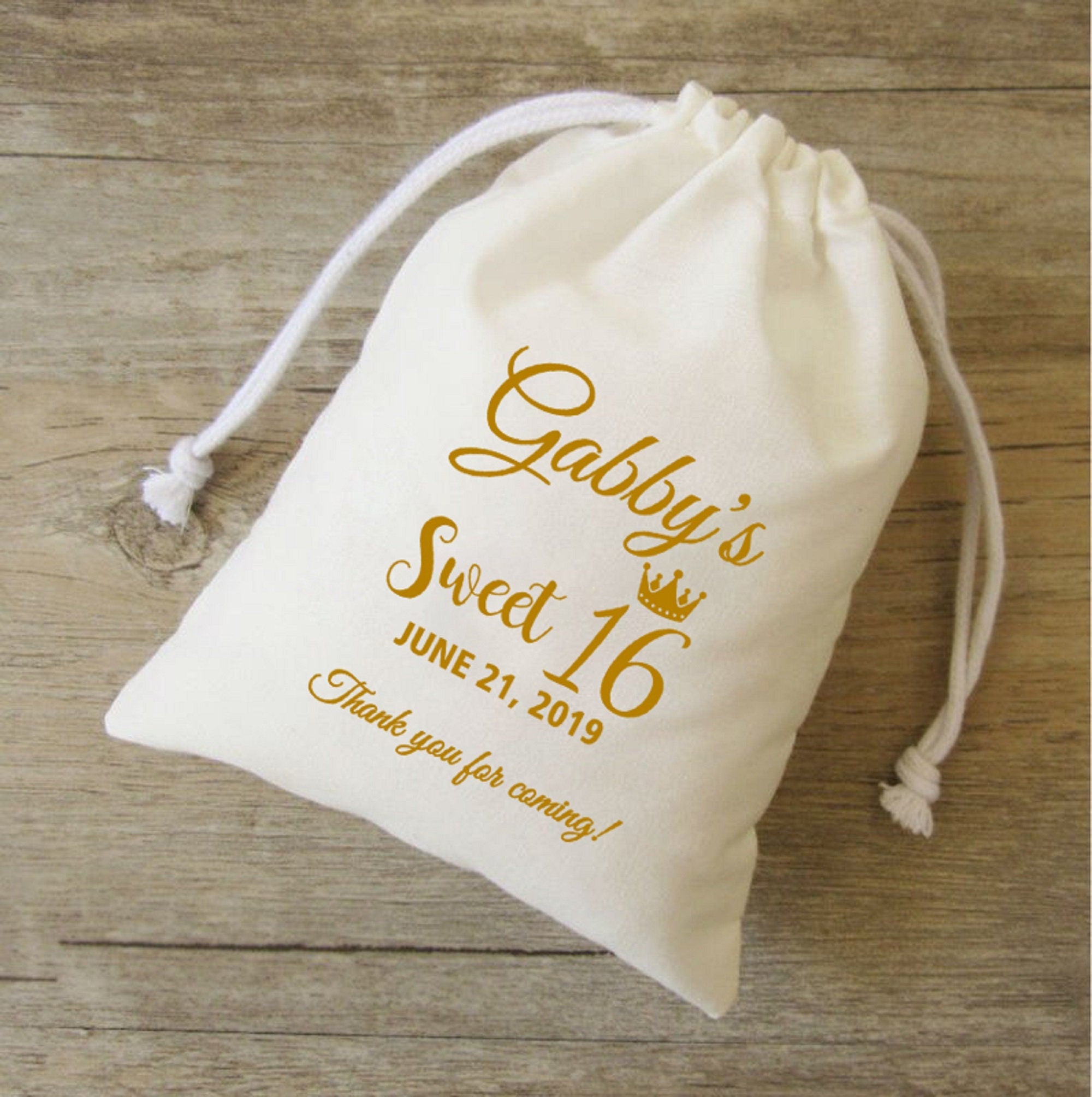 20-100 sets of Sweet 16 favor bags, girls Party, gift bag for 16 Birthday,sweet 16 crown,birthday canvas bags,sweet 16 gift bag,crownbag