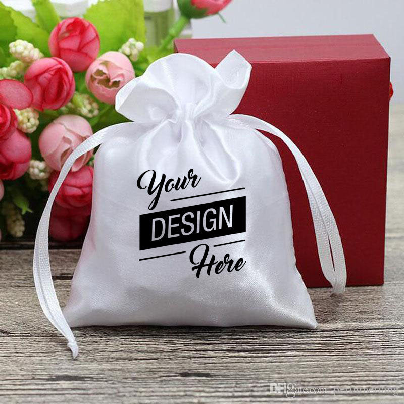 Set of 20 White Satin Favor Bags Personalised satin favor bags,Personalised logo favor bags,Wedding Favors,Merchandise Bags,Jewelry Bags