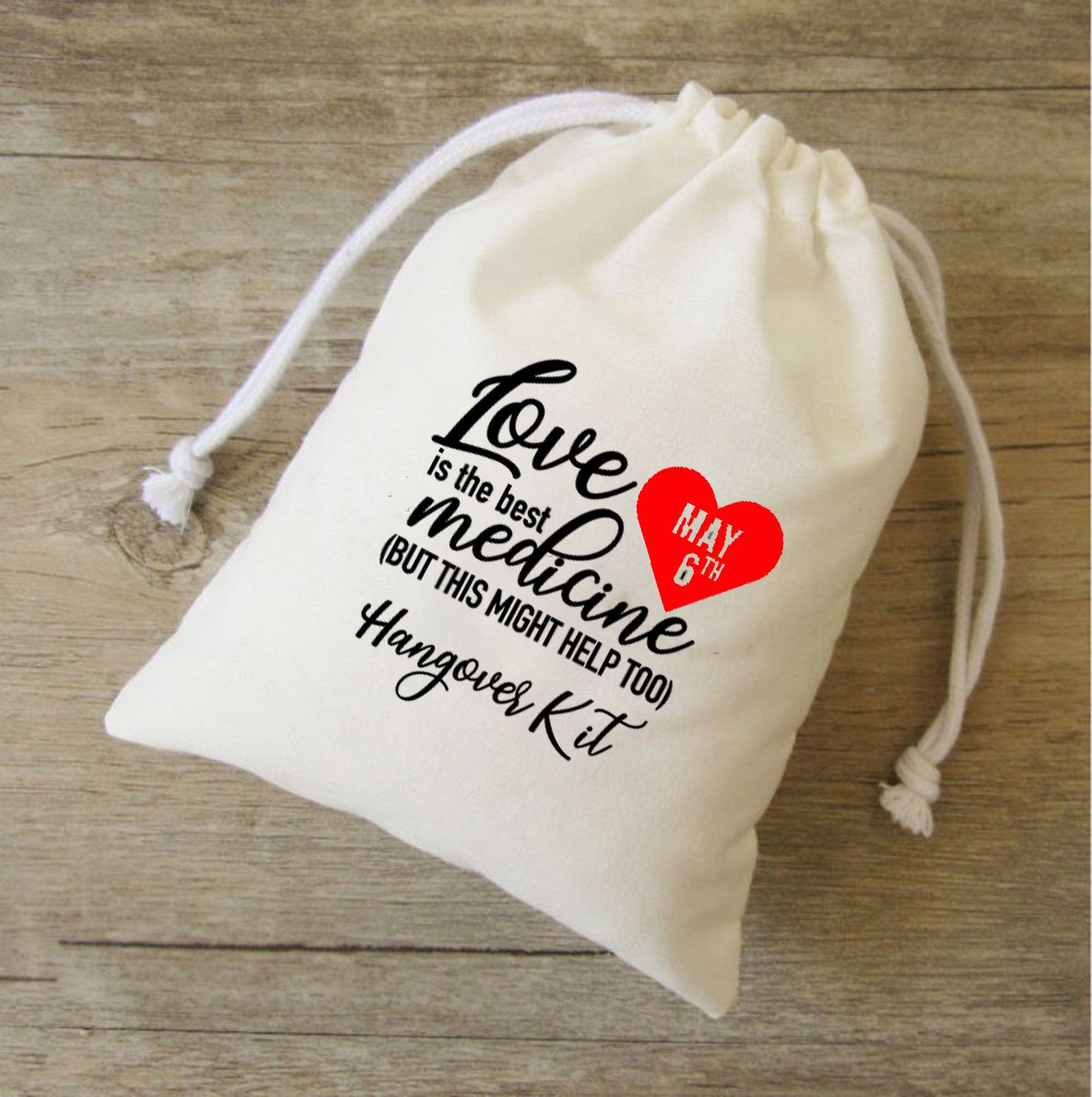 Bridal Shower Hangover Kit Bachelorette Party Favor Custom Wedding Muslin  Bags