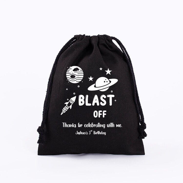 Space Birthday - Rocket Ship - Kids Goodie Bag - Customized Goodie Bag - Custom Name - Childrens Name Bag - Kids Party Favor